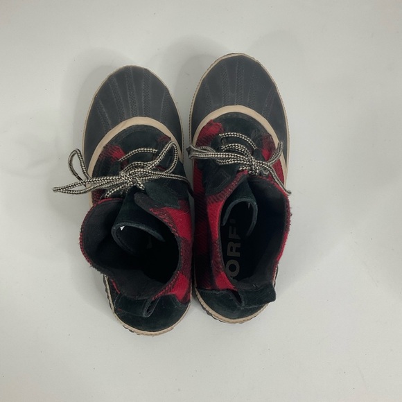 Sorel Buffalo Plaid Out N About Lace Up Ankle Boots Size 8.5 - Picture 5 of 8